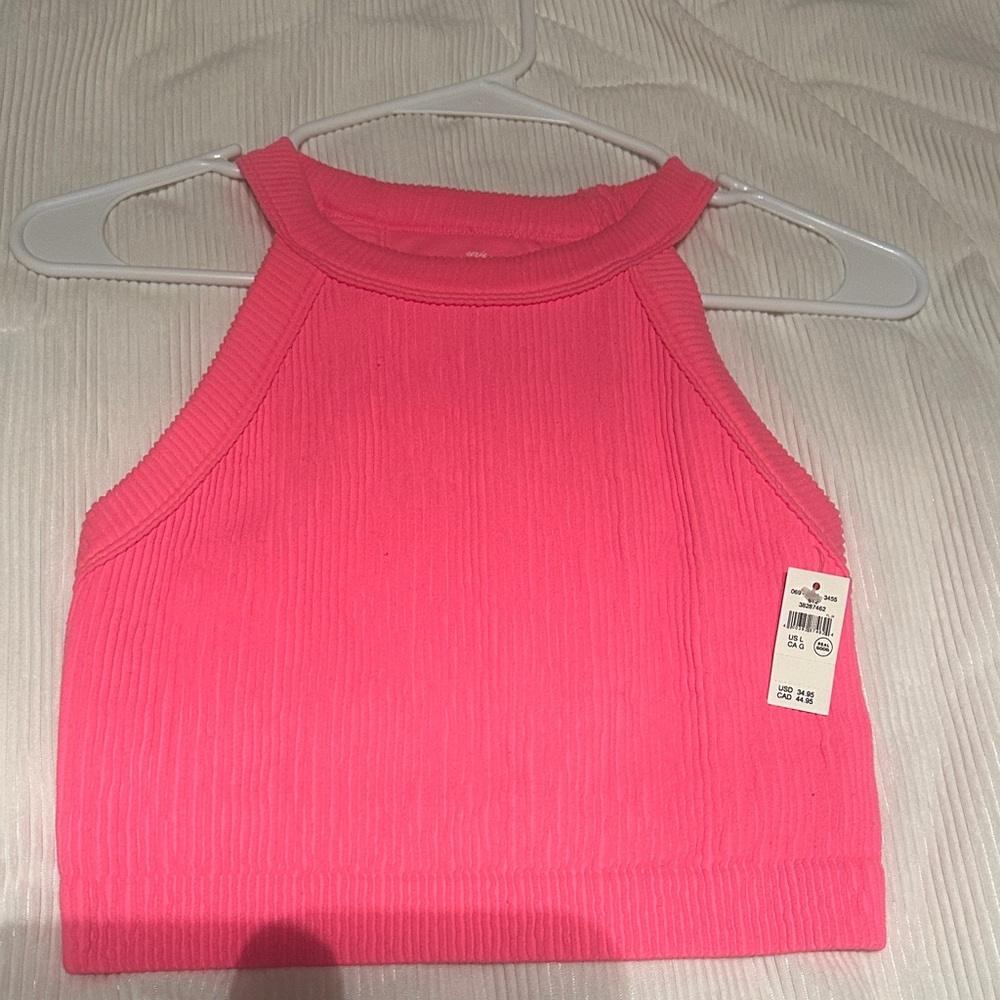 Aerie Bright Pink Ribbed Tank Top
